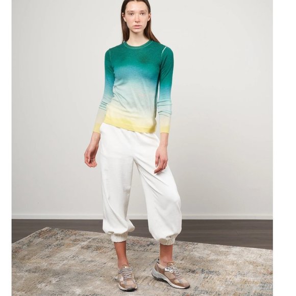 Paychi Guh Watercolor Green Yellow Worsted Cashmere Sweater Size XS - Picture 2 of 12